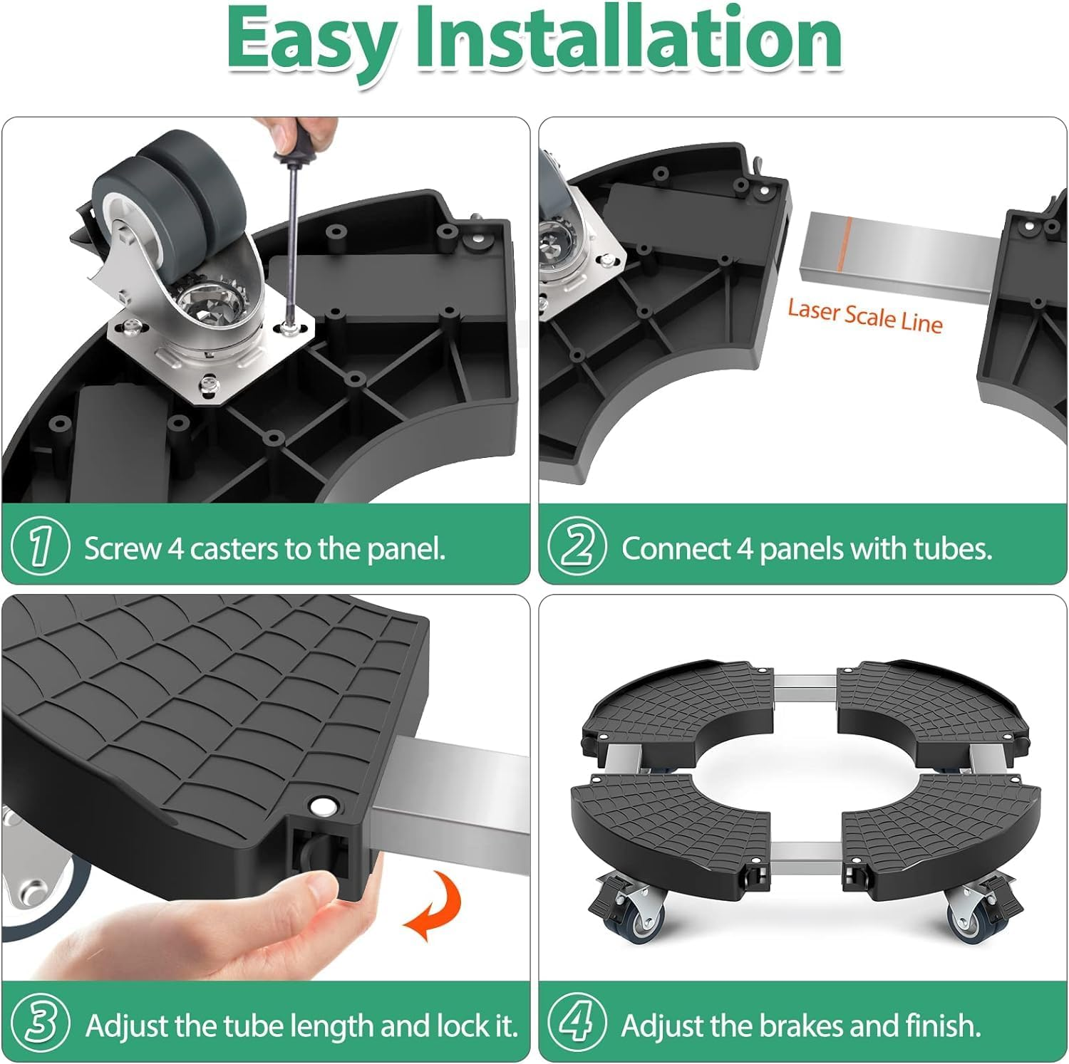2PACK Plant Stand with Wheels 150KG Heavy Duty, Adjustable 20-48CM Plant Caddy with Casters, Rolling Plant Stand, Large Potted Planter Cart Dolly for Flower Pot Outdoor Indoor image number 1