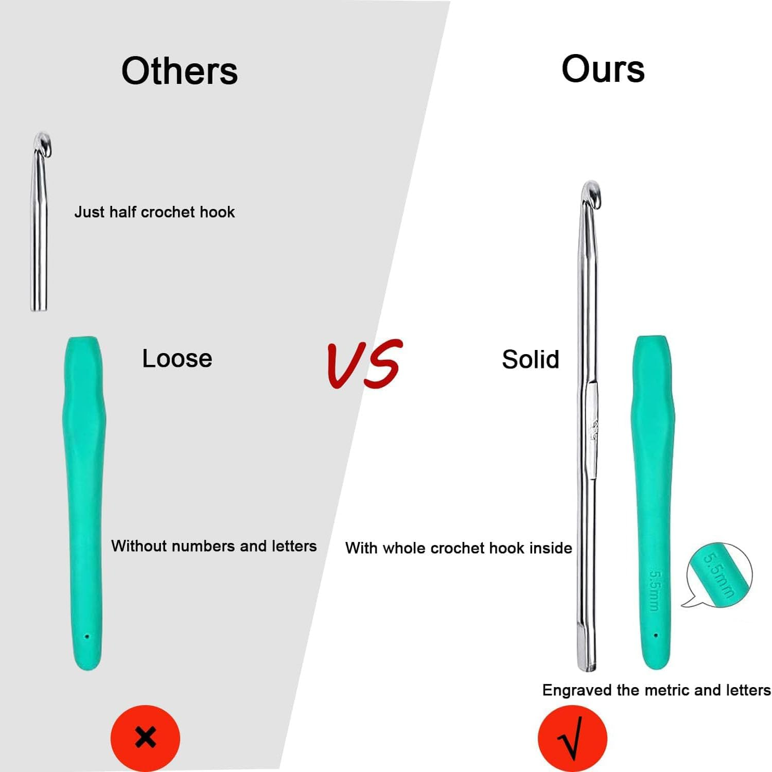 9 Pcs Crochet Hooks Kit,Colorful Soft Handle Crochet Tool Crochet Set,Non-Slip Crochet Hooks Set with Ergonomic Handle,Beginner Knitting and Crochet Supplies image number 6