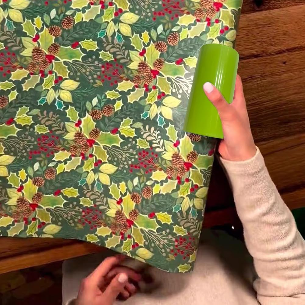 Geli 2 Pieces Green Portable Sliding Gift Wrapping Paper Roll Cutter Tool, Paper Cutter Makes Easy to Cut Thanksgiving Christmas Wall Sticker Decorations image number 4