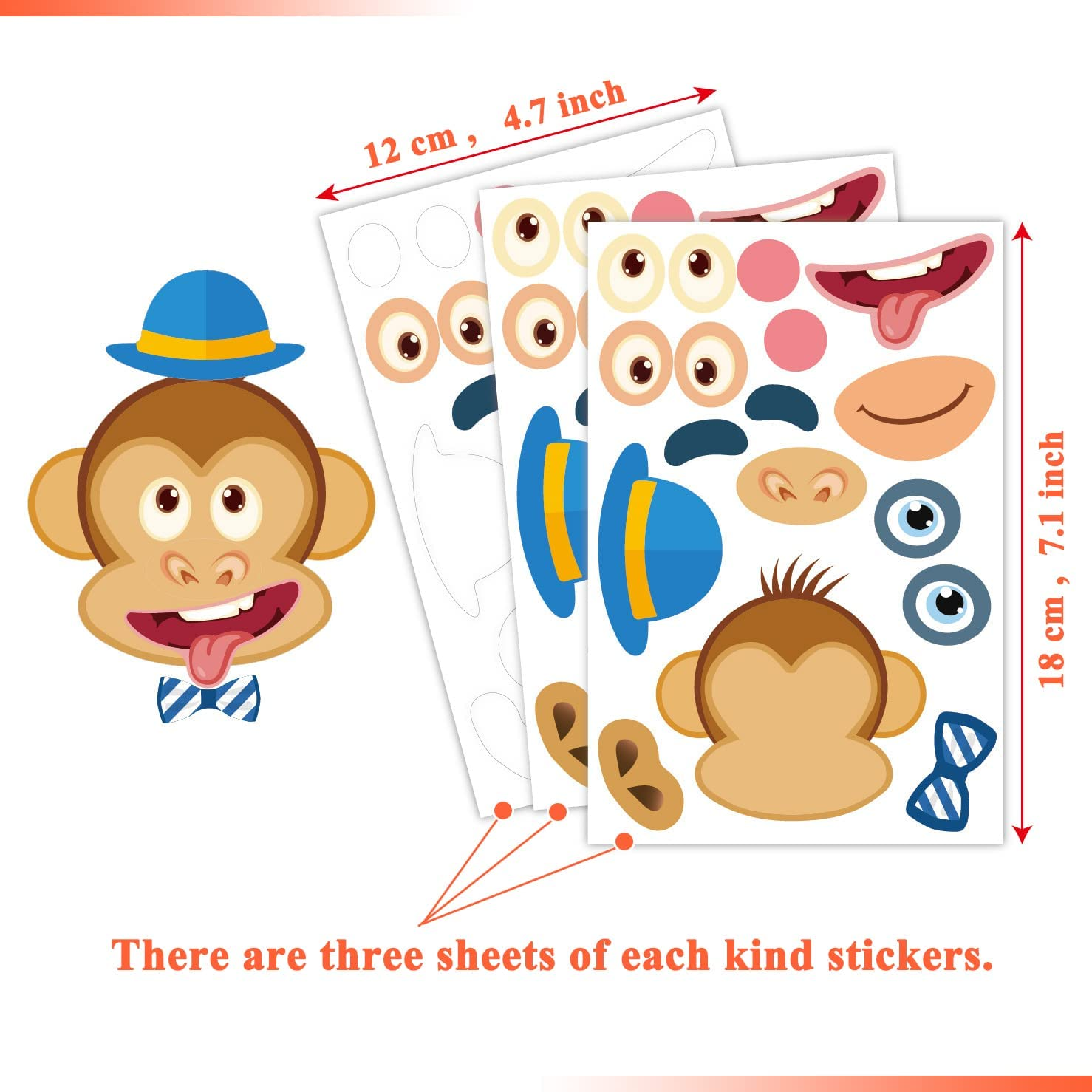 Make Animal Face Stickers for Kids Toddlers 2 3 4 5 6 7 8 Years Ages Unicorn Birthday Decorations Goodie Bags Stuffers Arts and Crafts Party Favors Travel Activities image number 5
