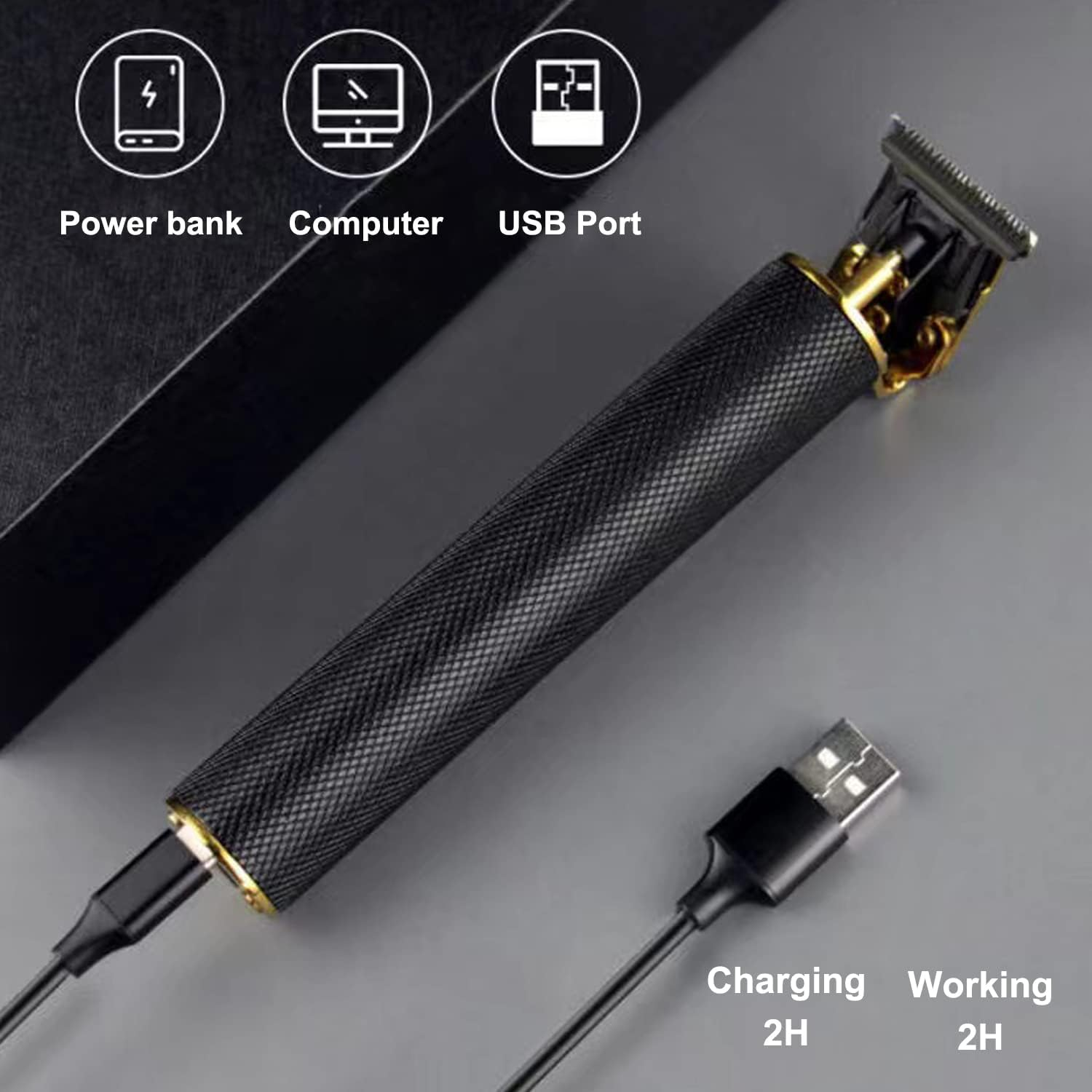 Hair Clippers for Men - Cordless Electric Hair Trimmer Beard Trimmer Shaver, Zero Gapped Edgers with Guide Combs, Black image number 6