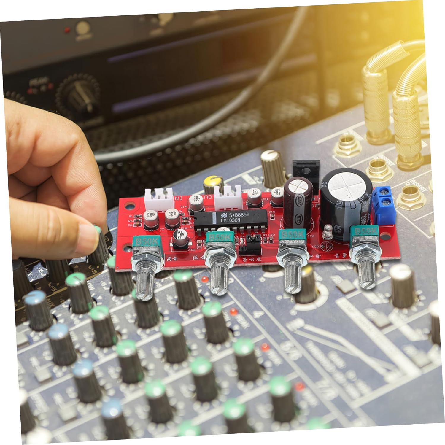 Sosoport Audio Amplifier Control Board Stereo Preamplifier with Treble Bass Control for Enhanced Sound Clarity Music Recording Home Entertainment and Live Performances image number 5