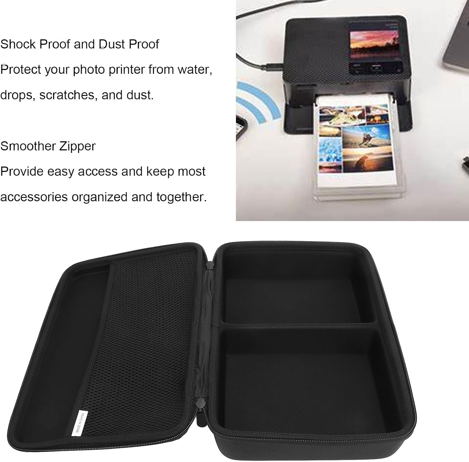 Case for Selphy Photo Printer, Hard Storage Bag Compatible with Selphy CP1500 CP1300 CP1200 Wireless Color Photo Printer and Accessories, Black, Case Only image number 4