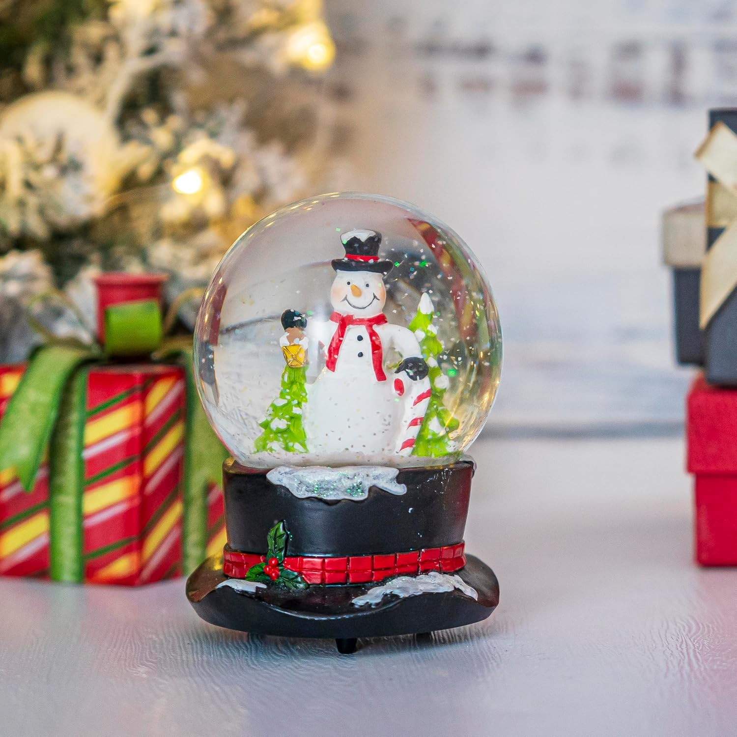 Snow Globes Glitter Water Globe Decoration Musical Snow Globes Decor Plays We Wish You a Merry Christmas, 100Mm, Snowman image number 6