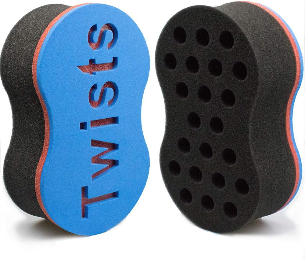 Twist Hair Sponge Brush Curl Sponge Big Holes for Women and Men Dread Foam Afro Curling Loc Barber Coil Nappy Brush Wave Black Sponge 3 Pcs