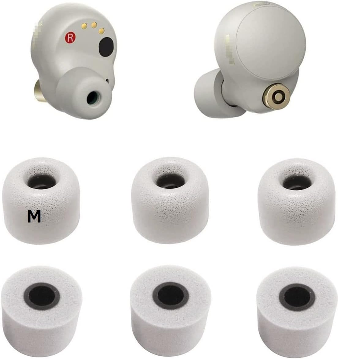 JNSA Replacement for WF 1000XM4 Silver 1000XM3 Memory Foam Ear Tips Noise Canceling Foam Eartips Ear Plug Ear Tip Foam Ear Caps M Size 3 Pairs, [Fit in Case], Silver,Medium Size (Foamxm4S3Pm)