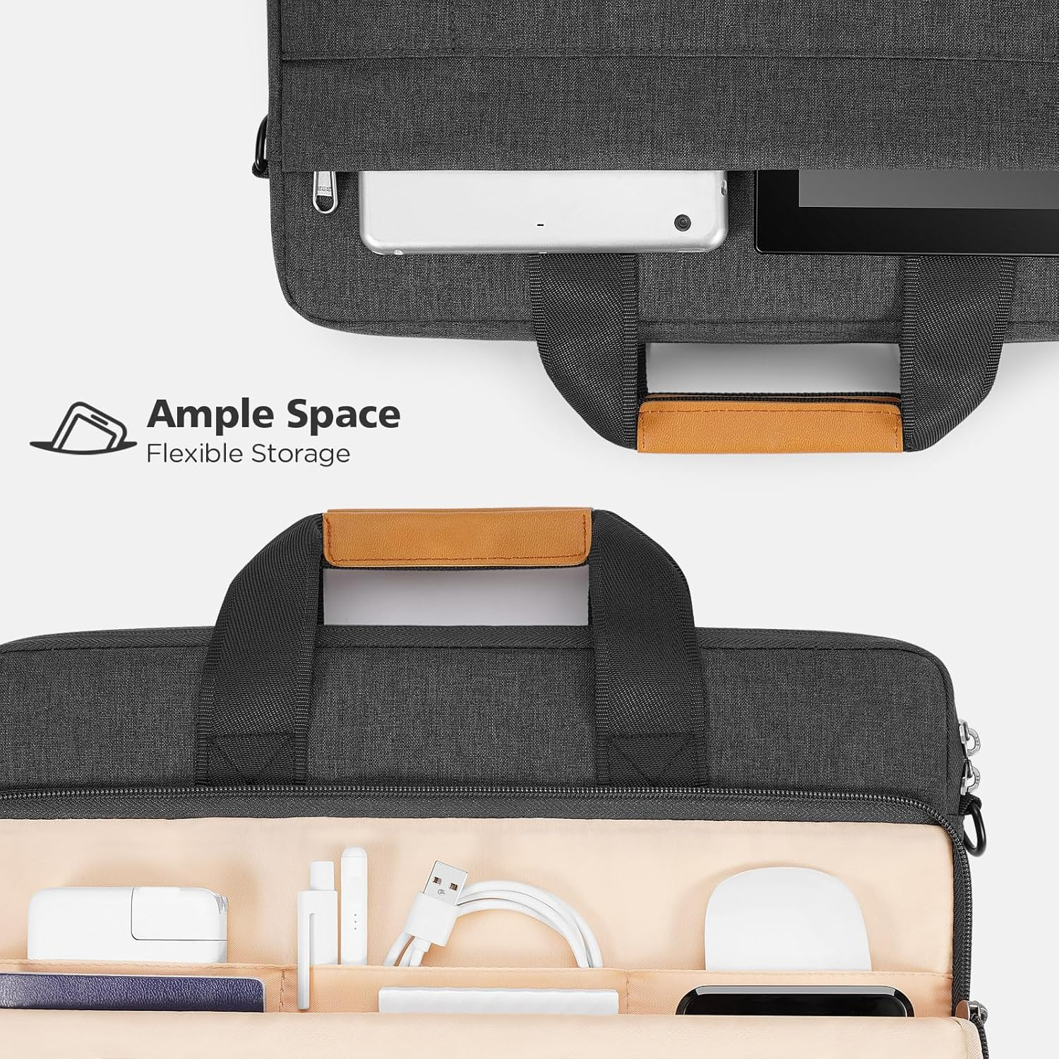 NIDOO Laptop Shoulder Bag 14 Inch Sleeve Case Compatible with 14" Lenovo Thinkpad E14 T14 / Ideapad Flex 5/15" Macbook Air M2 M3 / Microsoft/Hp Elitebook 840 Computer Messenger Bag Briefcase image number 1