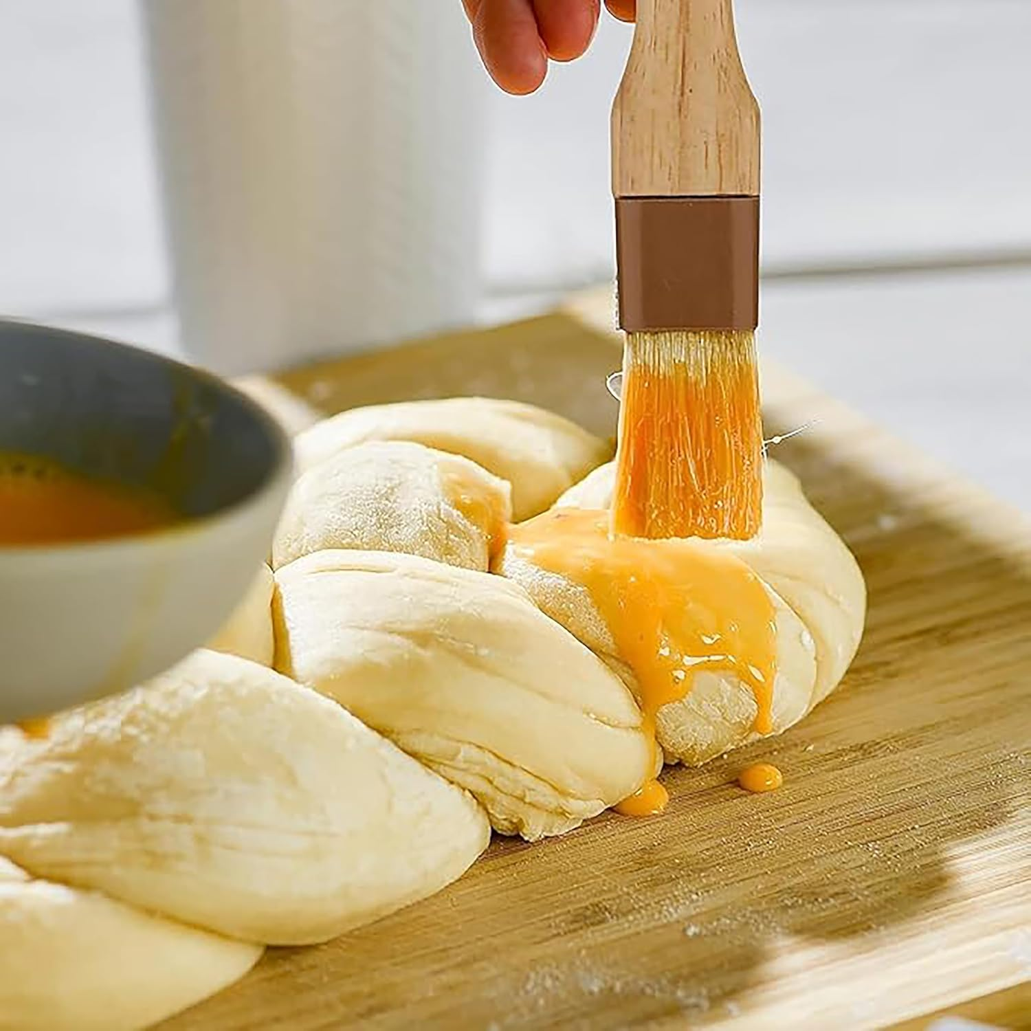 2Pcs Natural Bristle Basting Brushes Kitchen Oil Brushes Baking Cooking Oil Brushes,Boar Bristle Brushes BBQ Brushes,Pastry Basting image number 6