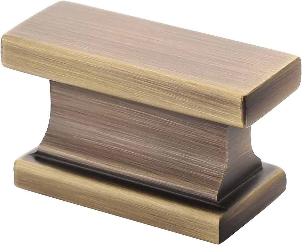 Alzassbg 10 Pack Polished Chrome Cabinet Knobs, 1.46 Inch(37Mm) Rectangle Kitchen Hardware Knobs for Cabinets and Drawers AL6061CP