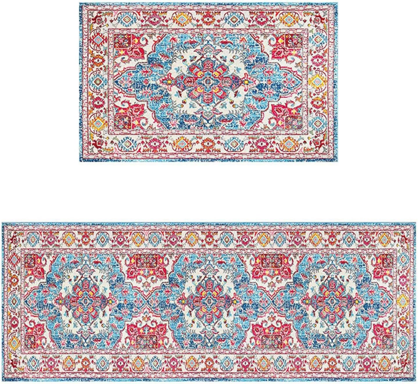 2 PCS Non Slip Absorbent Kitchen Floor Mat for Standing Front Sink - Non-Skid & Comfort Kitchen Rugs and Mats, Door Mat for Laundry, Kitchen, 45 * 75Cm+45 * 150Cm