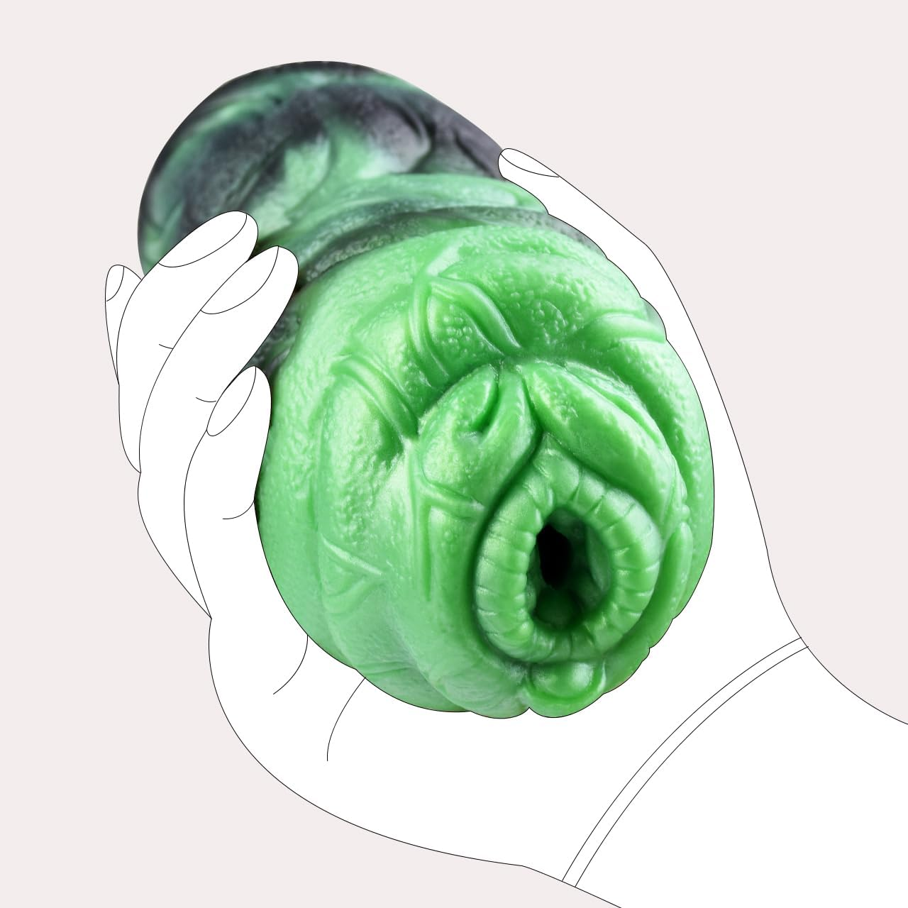 GEEBA Green & Black Mixed Color Male Masturbator,Silicone Made Adult Sex Toys,Textured and Ribbed Tunnel Stroker for Masturbation Pleasure image number 3