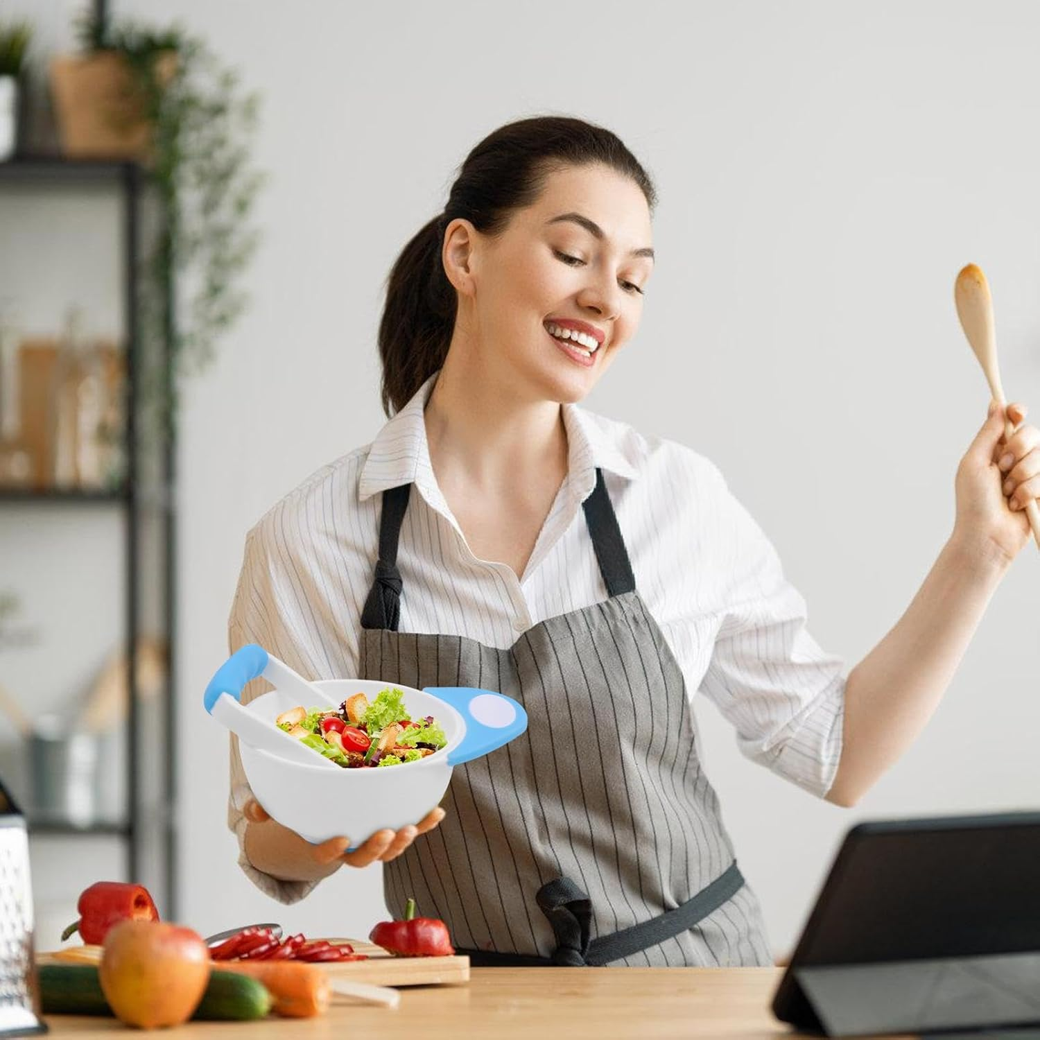 Mashing Bowl Baby | Baby Food Processor Maker with Long Handle | Non Slip Baby Food Masher and Bowl Set | Fruit Vegetable Mash Weaning Bowl Baby Food Blenders for Food Presses image number 3