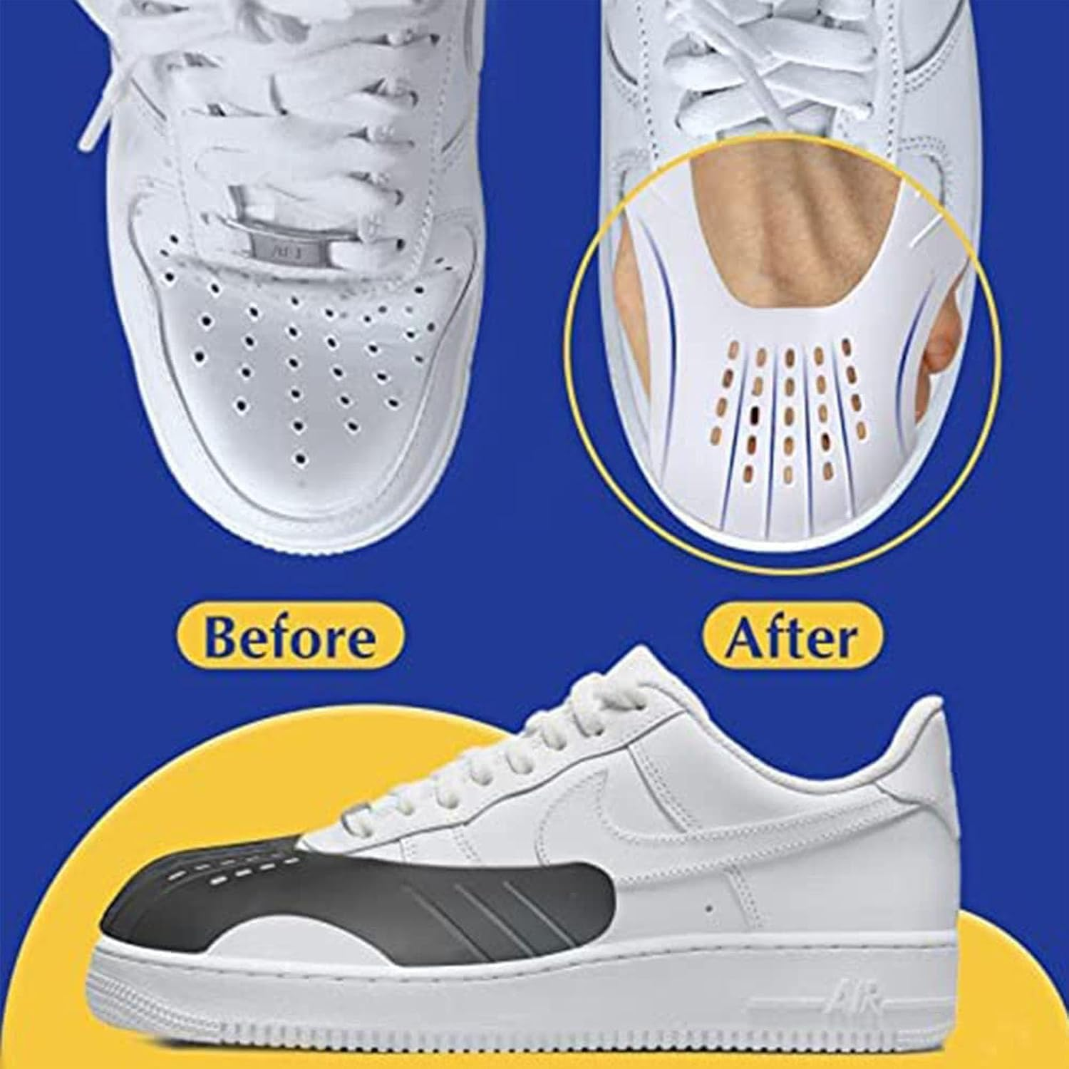 4 Pairs Shoe Crease Protector,Shoe Crease Guard for Sneaker and Casual Shoes, Toe Box Crease Protector,Shoe Shield for Men'S 7"-12" image number 5