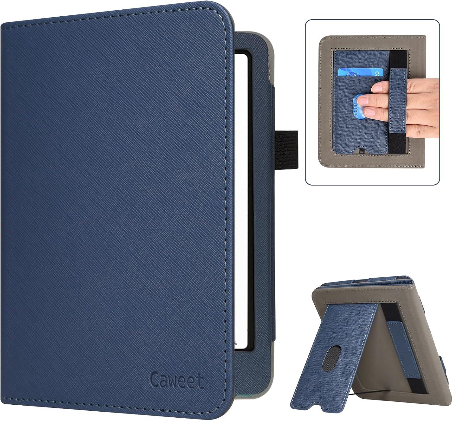 Caweet Case for Kindle Paperwhite 12Th Generation and Kindle Colorsoft Signature Edition 7 Inch 2024 Release, Premium PU Leather Foldable Stand Protective Cover with Card Slot and Hand Strap, Green