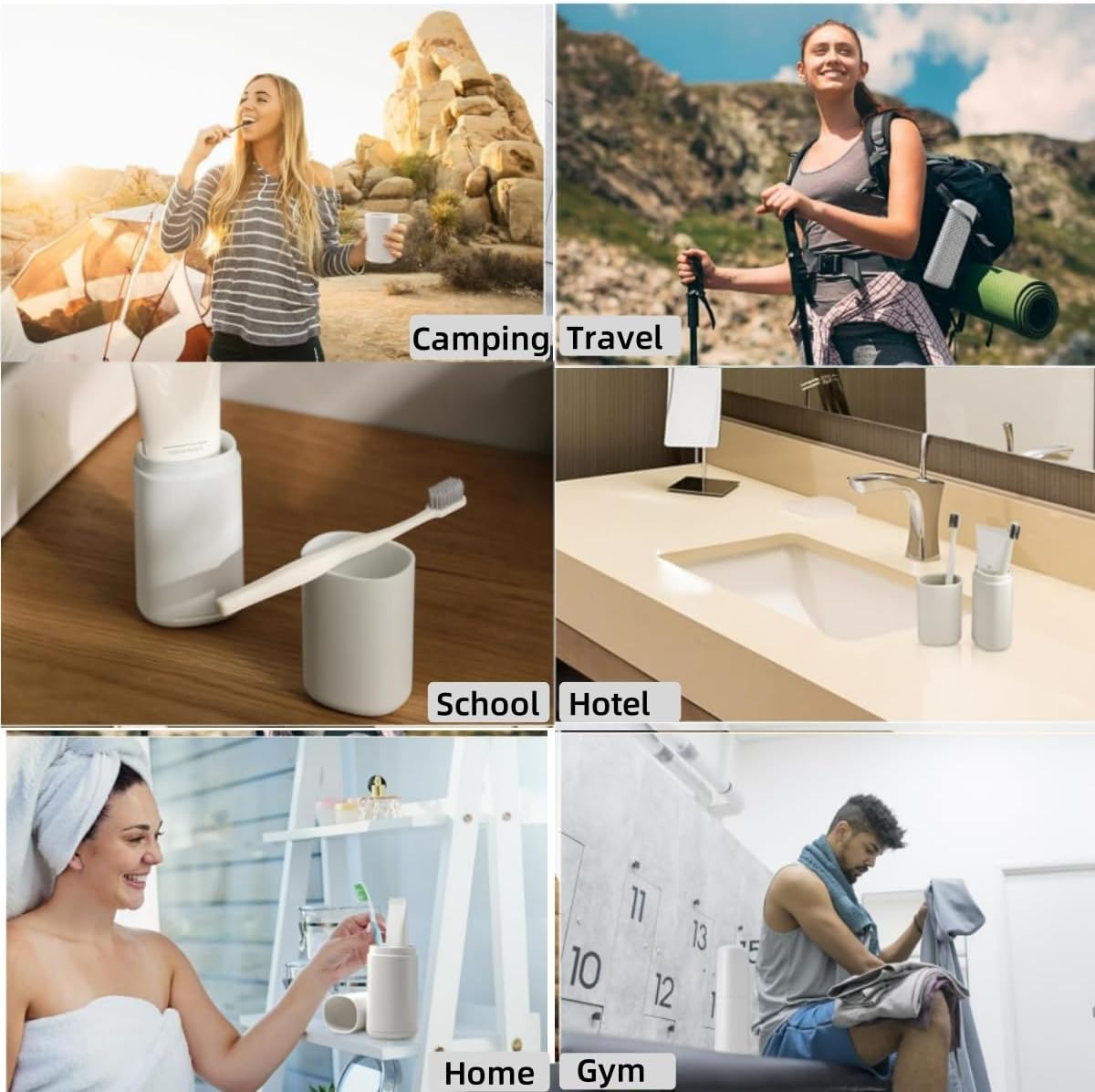 Portable Toothbrush and Toothpaste Travel Case, Plastic Storage Container with Cover, Grey image number 2