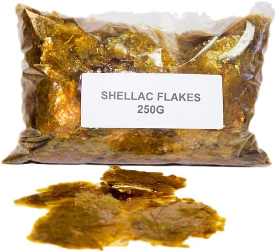 Aussie Furniture Care Shellac Flakes Golden Orange 250Gr Bag for French Polish Furniture Repair Restoration & Finishing Antiques and Wood Surfaces