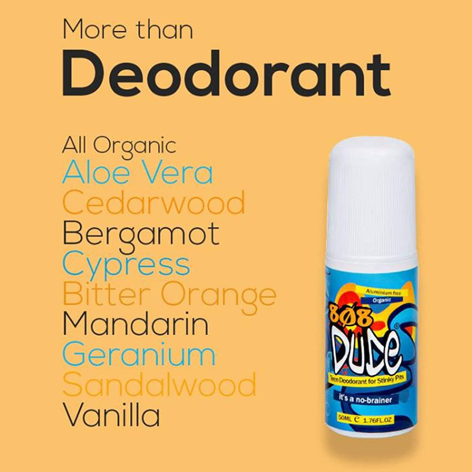 808Dude Certified Organic Deodorant for Teen Boys. Eliminate Kids Stinky Pits. Aluminum Free. Native and All Natural Cruelty Free and Vegan Ingredients for the Ultimate Kidz Armpit Detox 50Ml image number 6
