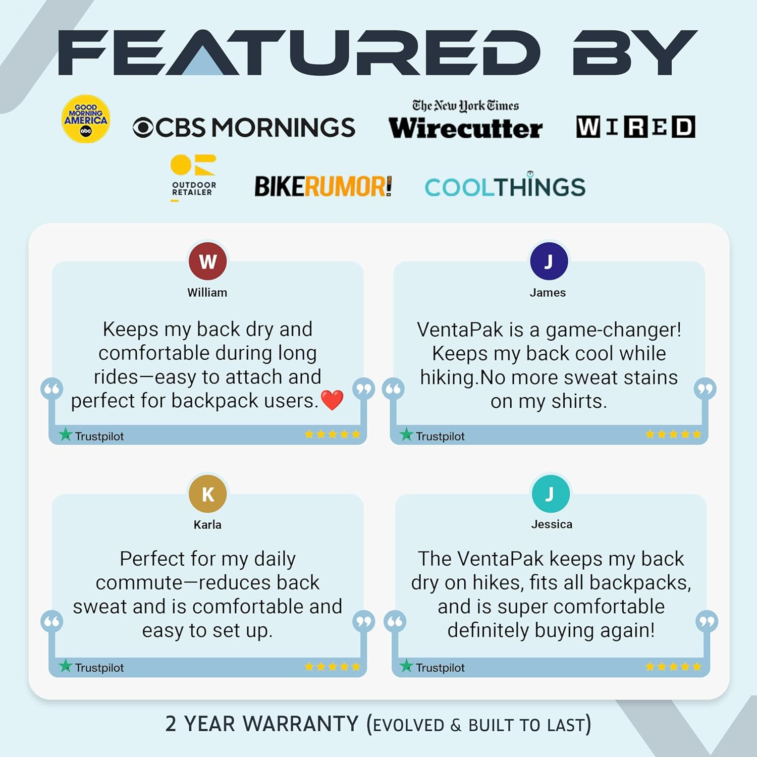 Ventapak Lightweight Ventilation Backpack Spacer - Improve Airflow, Reducing Sweat Small or Standard Sizes image number 2