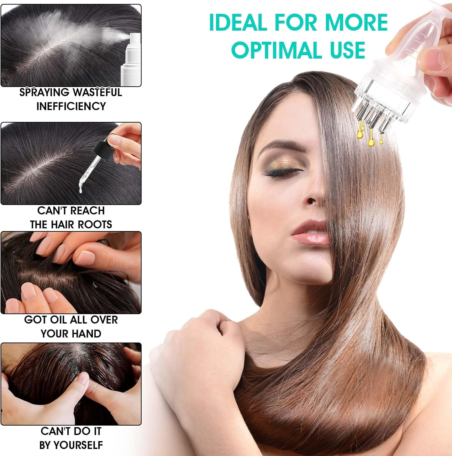 YUXIANLB 1 Pcs Hair Oil Applicator Scalp Oil Applicator Tool Essential Serum Liquid Massage Comb Scalp Quick Efficient Apply Brush Scalp Massager for Hair Growth Scalp Precise Control Men Women image number 2