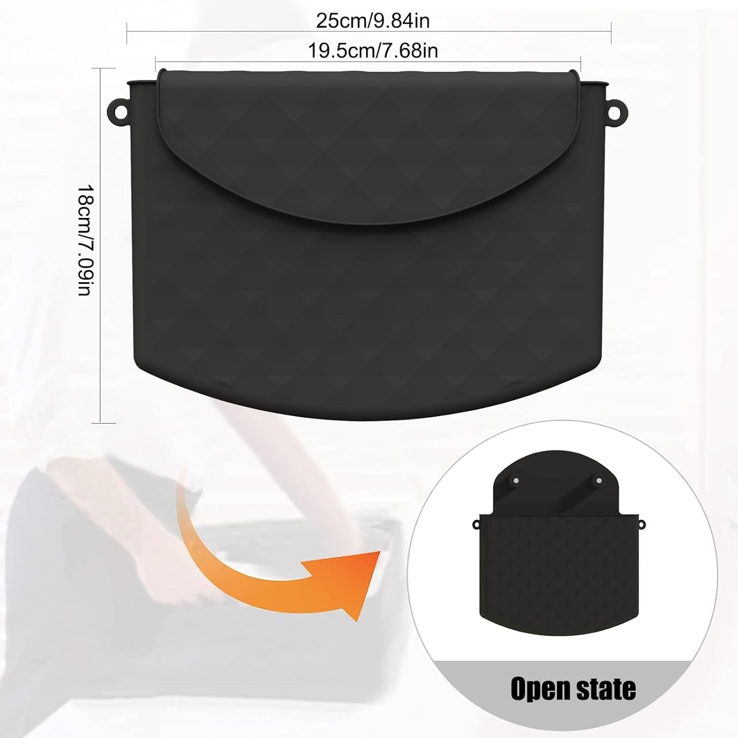 HTRTRR Silicone Cosmetic Bag, Silicone Cosmetic Bag for Women, Magnetic Closure Portable Cosmetic Bag, Holds Beauty Tools, Brushes, Toiletries, Iron, Fashion, Black, Pure Colour image number 6