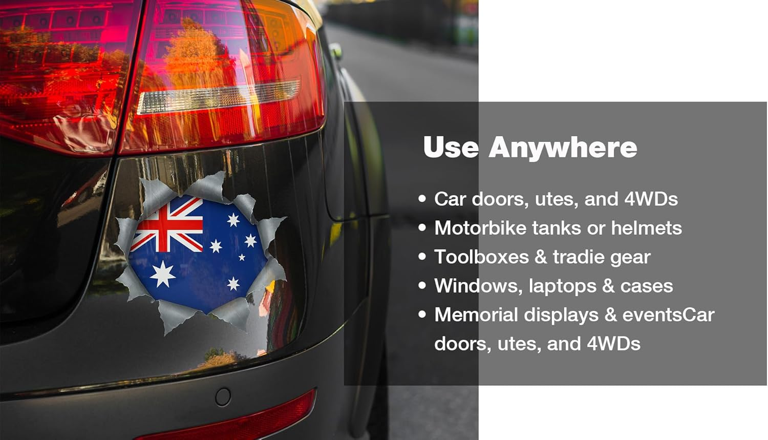 Australian Ripped Metal Flag Car Sticker &ndash; 21Cm X 20Cm Decal | Weatherproof 5-Year Outdoor Vinyl | Bubble-Free Application | Covers Scratches & Dents | Aussie Pride for Cars, Windows, Toolboxes image number 6