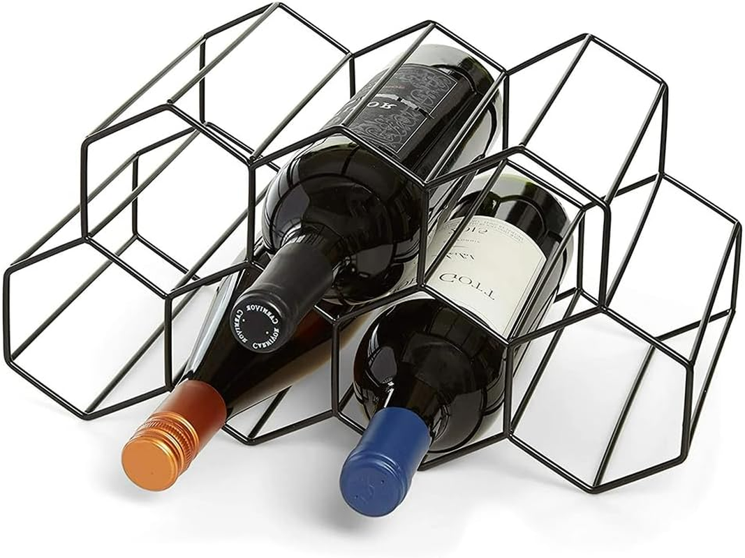 6-Bottle Wine Rack, Free Standing Metal Wine Holder, 3-Tier Countertop Wine Storage Organizer for Kitchen, Cabinet, Bar or Cellar, Vintage Copper Finish