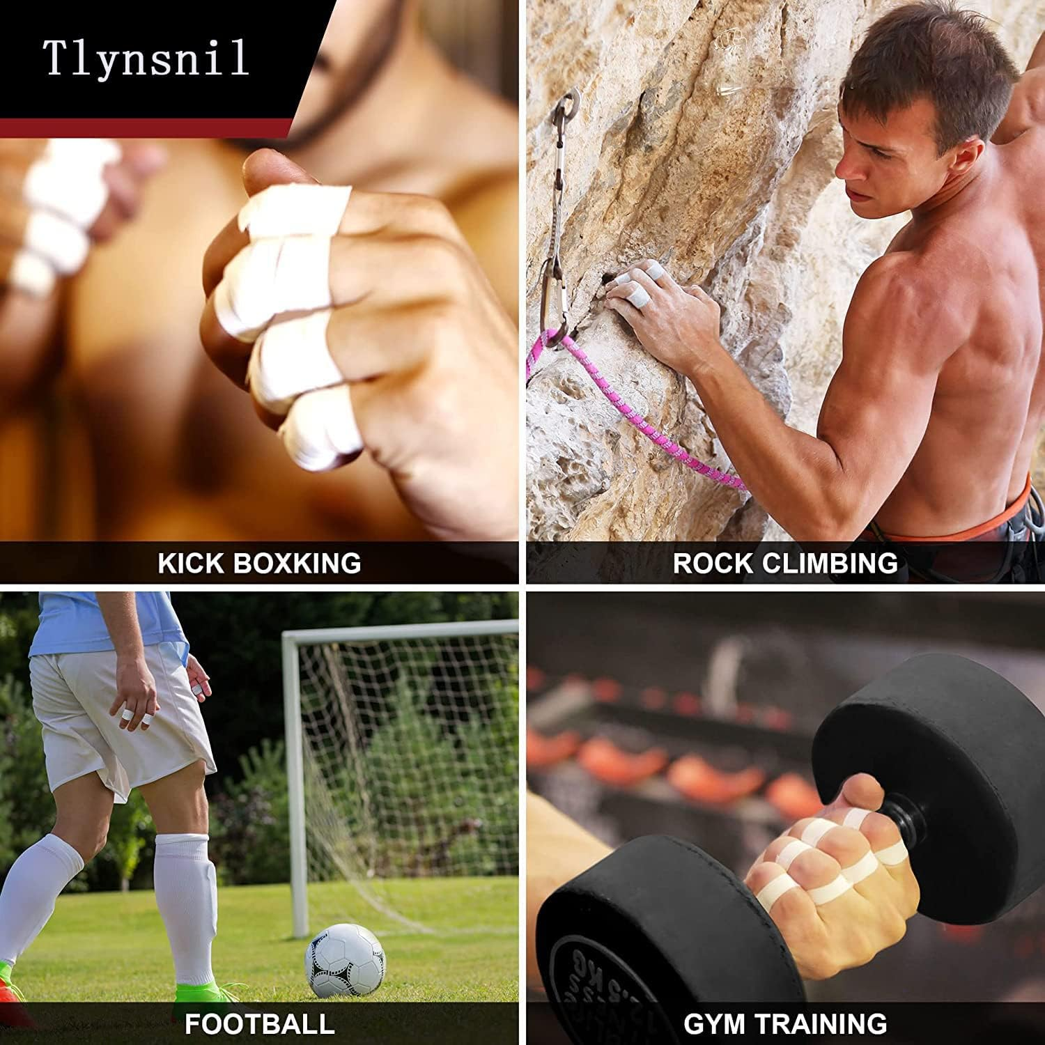 Athletic Finger Tape, Strong Athletic Tape for Grappling, Brazilian Jiu Jitsu (BJJ), Judo, Rock Climbing,Bouldering, Crossfit and Martial Artsand MMA, 0.3 in X 45 Feet, 10 Rolls per Pack (White)