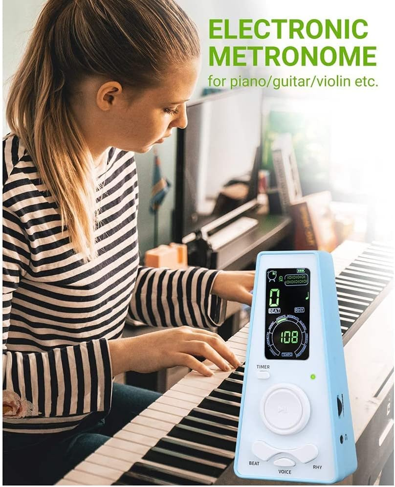 Domoi Electronic Metronome Digital Metronome Universal Metronome for Piano Metronome for Guitar Violin Drum,Black image number 4