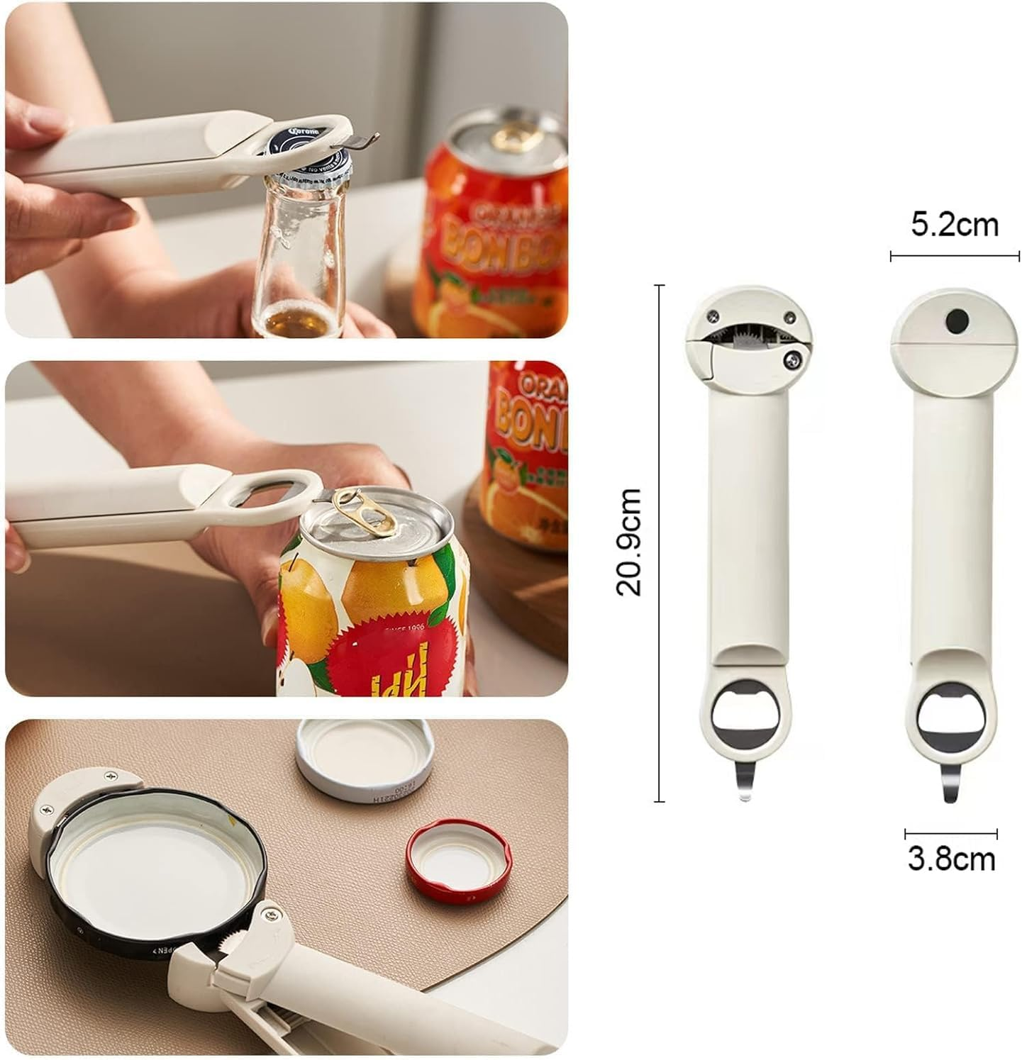 Jar Opener - Adjustable Stainless Steel Magnetic Can Opener, Multifunctional Retractable Bottle Opener, Labor-Saving Bottle Opener image number 3