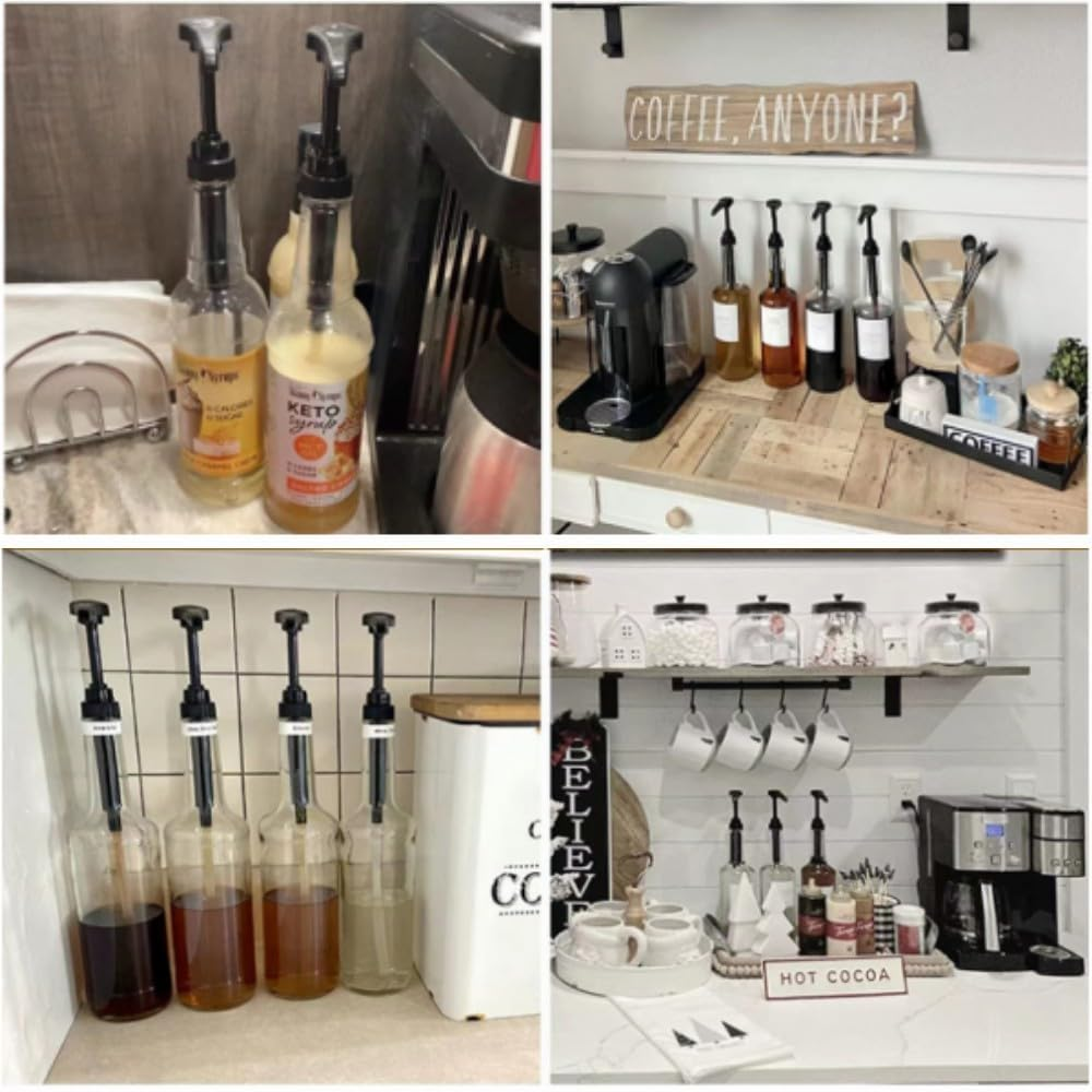 HIDOSNG Coffee Syrup Pump, 6Pcs Black Dispenser for Coffee Syrup Bottle Pump Dispenser, 750Ml Coffee Pump Dispenser Caramel Syrup Pumps Maple Syrup Dispenser image number 5