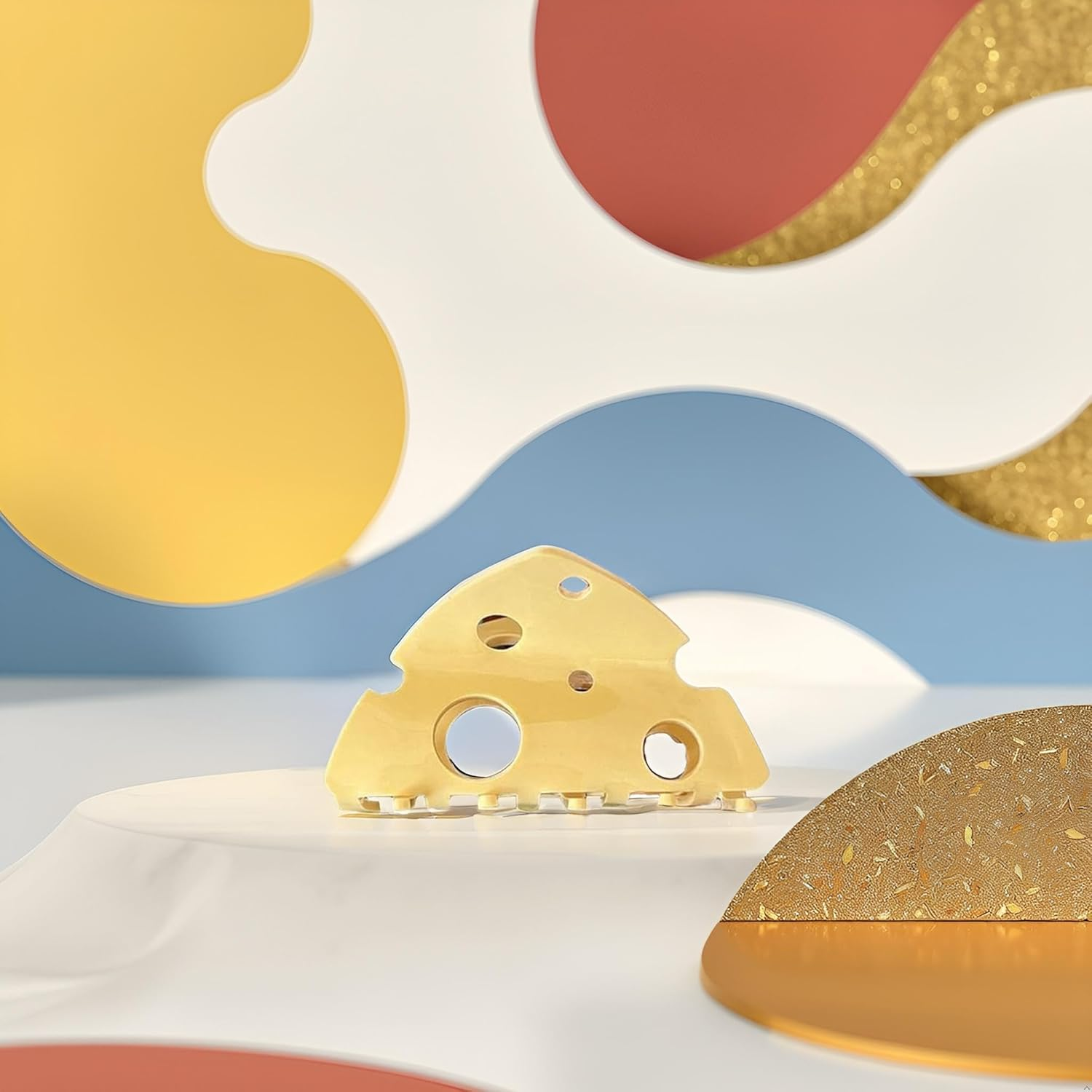 Yellow Hair Clip Headdress Fashion Hollow Shark Clip Cute Cheese Acetate Hair Claw Party for Beauty and Personal Care Hair Accessories image number 5