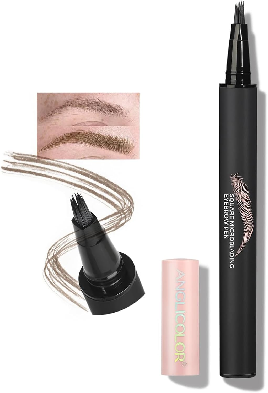 Anglicolor Eyebrow Pen Simple and Easy to Use，Microblading Pen for Eyebrows Creates Hair-Like, Natural-Looking, 3D Eyebrows,All-Day, Long-Lasting Makeup Effect (03 SLATE BROWN)