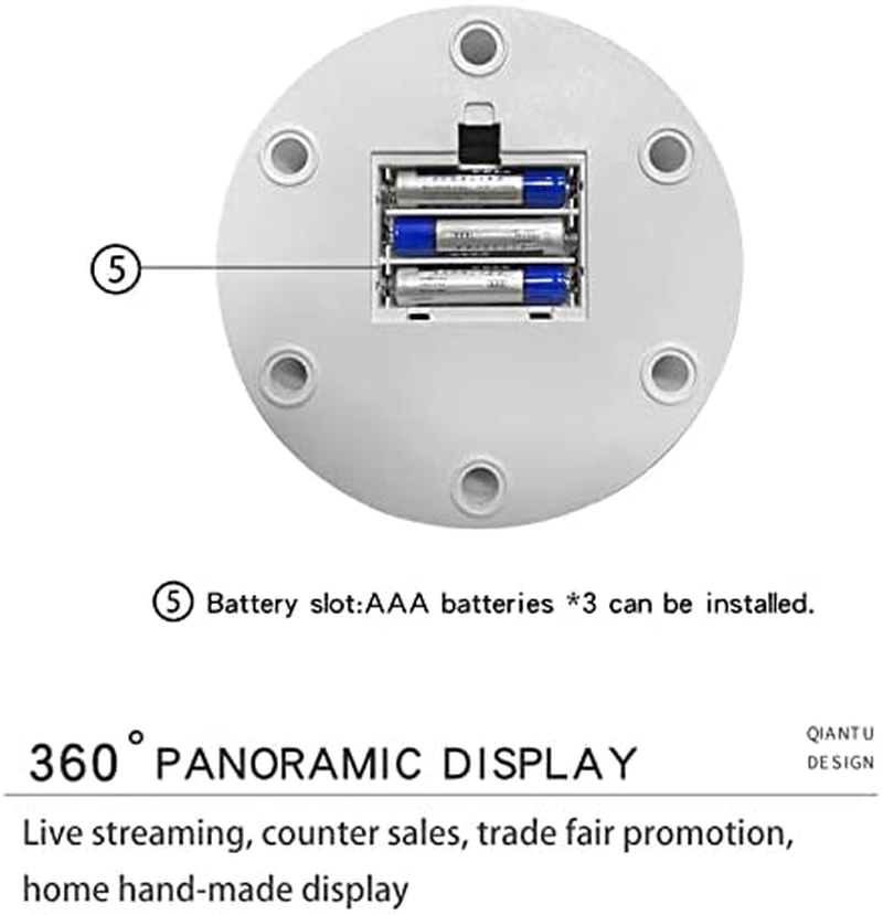 Rotating Display Stand ,5.2" 17.6Lb Load Cup Display Stand Turner for Tumblers, Spinning Display Stand,Motorized Tumbler Display Turner for Glitter Cups Photography Small Arts Pruducts (Black) image number 4