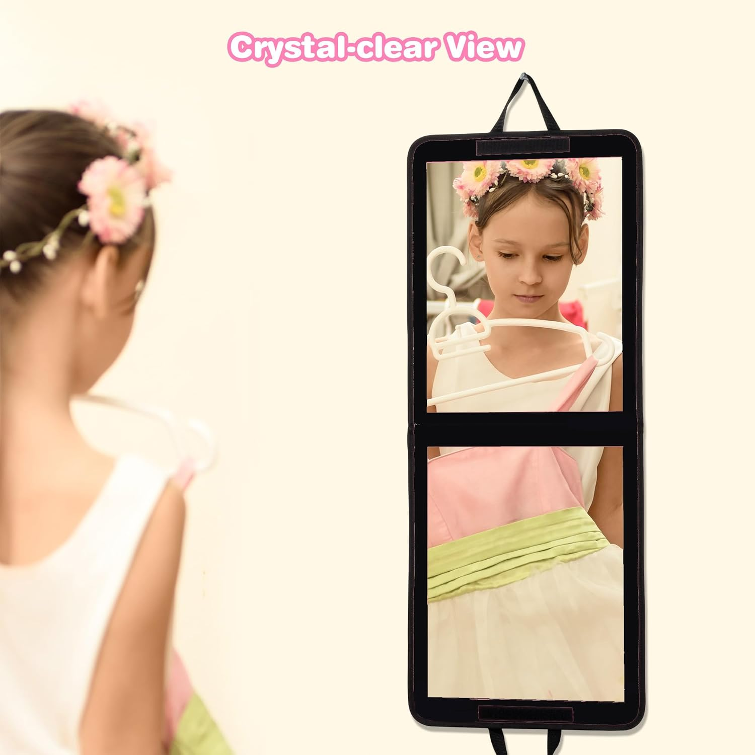 LPHUMEX Foldable Portable Full Length Mirror for Camping, Travel, Dancers, 32X13 Inch, Black, Hanging Folding Mirror for Dance, Full Body Travel Mirror image number 5