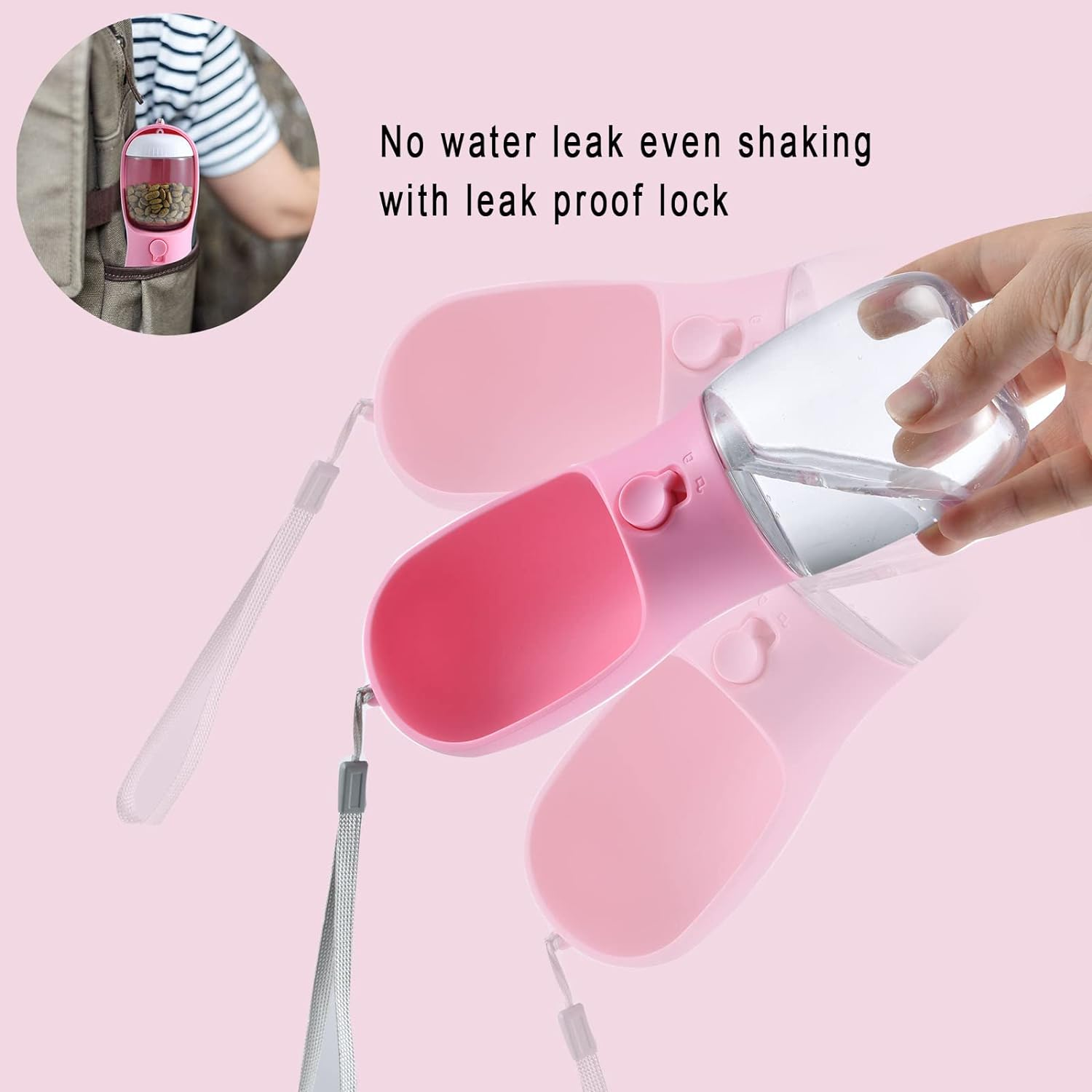 Dog Water Bottle with Food Container, Travel Puppy Water Bowl, Portable Pet Dispenser, Dog Stuff Accessories Items, Puppy Essentials Necessities for Yorkie Chihuahua Cat Walking and Hiking image number 6