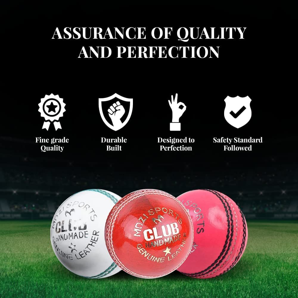 Junior Cricket Balls School Youth Leather Hard Balls Weight 4.75Oz Pack of 6 - Red image number 6