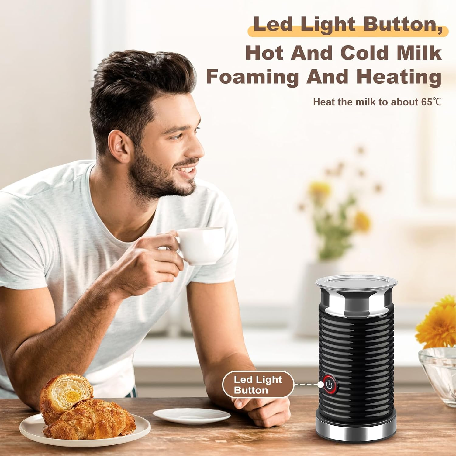 Youngly 4 in 1 Electric Multifunction Milk Frother Steamer Soft Foam Cafe Coffee Latte image number 6