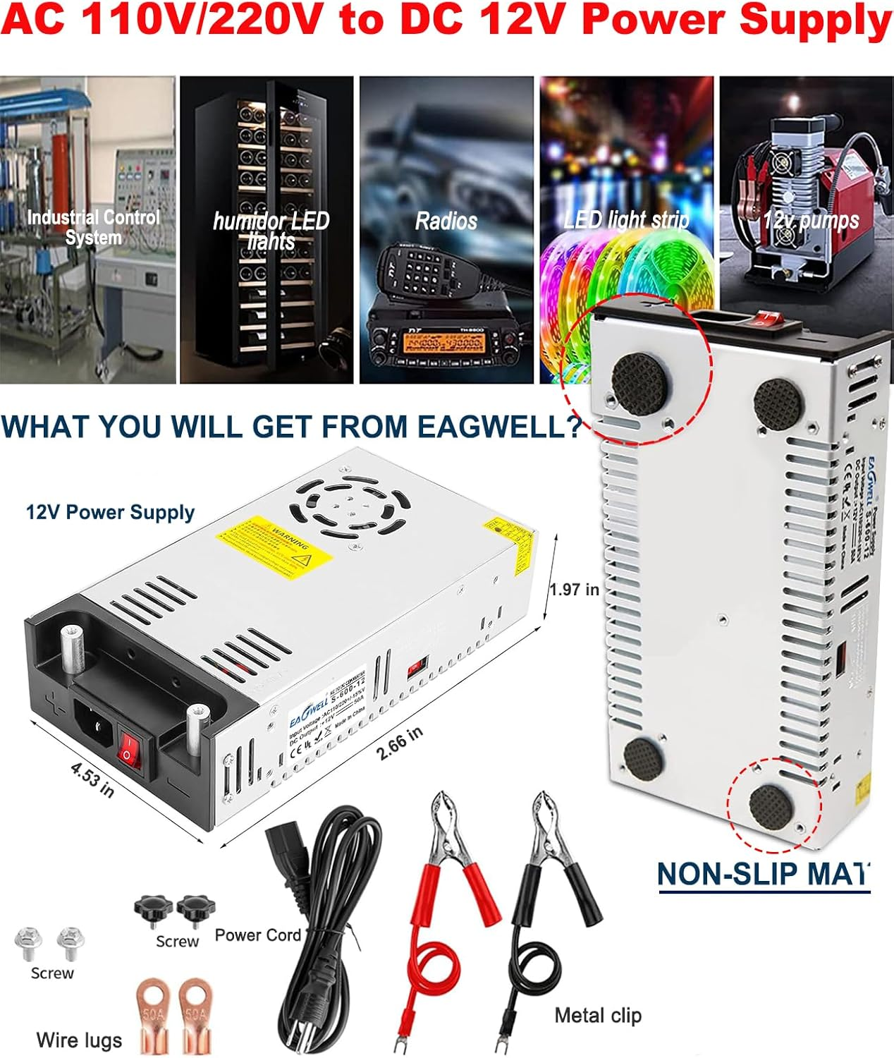 12V Power Supply: 240V AC to 12V DC Converter Power Supply 12V 360W 30A DC Switch Transformer for Rv,Pump,Led Strip, LCD Monitor image number 5