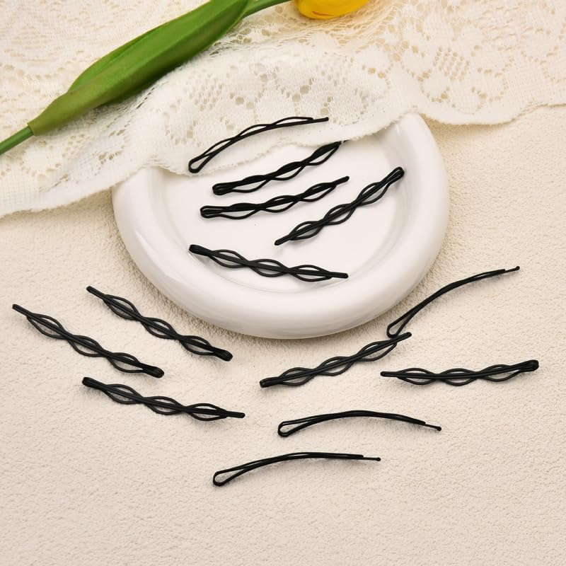 Bobby Pins for Women & Girls - Black Hair Barrettes & Clips for Thick to Fine Hair - No Slip, 12 Pcs image number 4