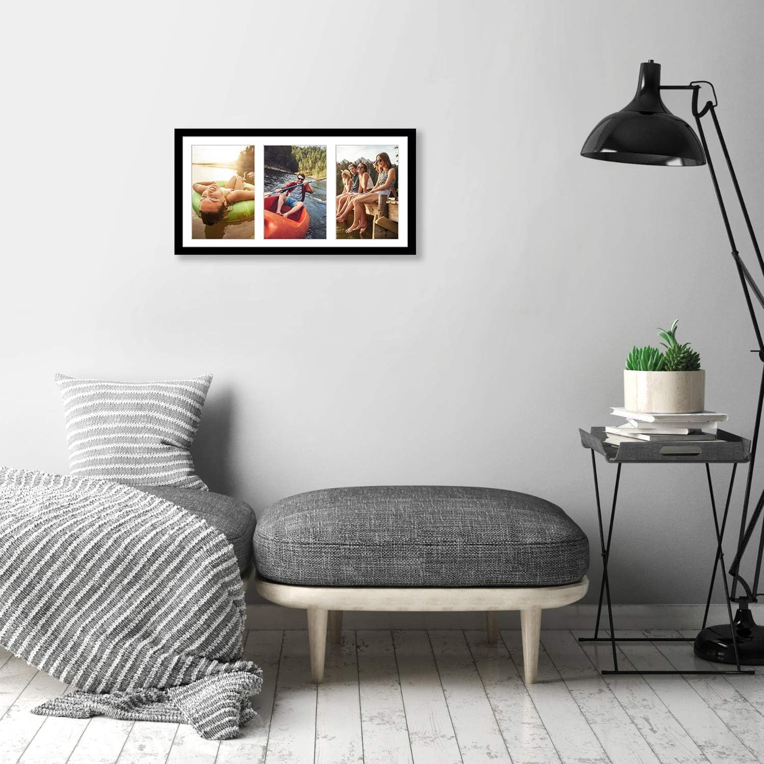 Americanflat 8X16 Collage Picture Frame with 3 5X7 Displays in Black with Shatter Resistant Glass image number 4