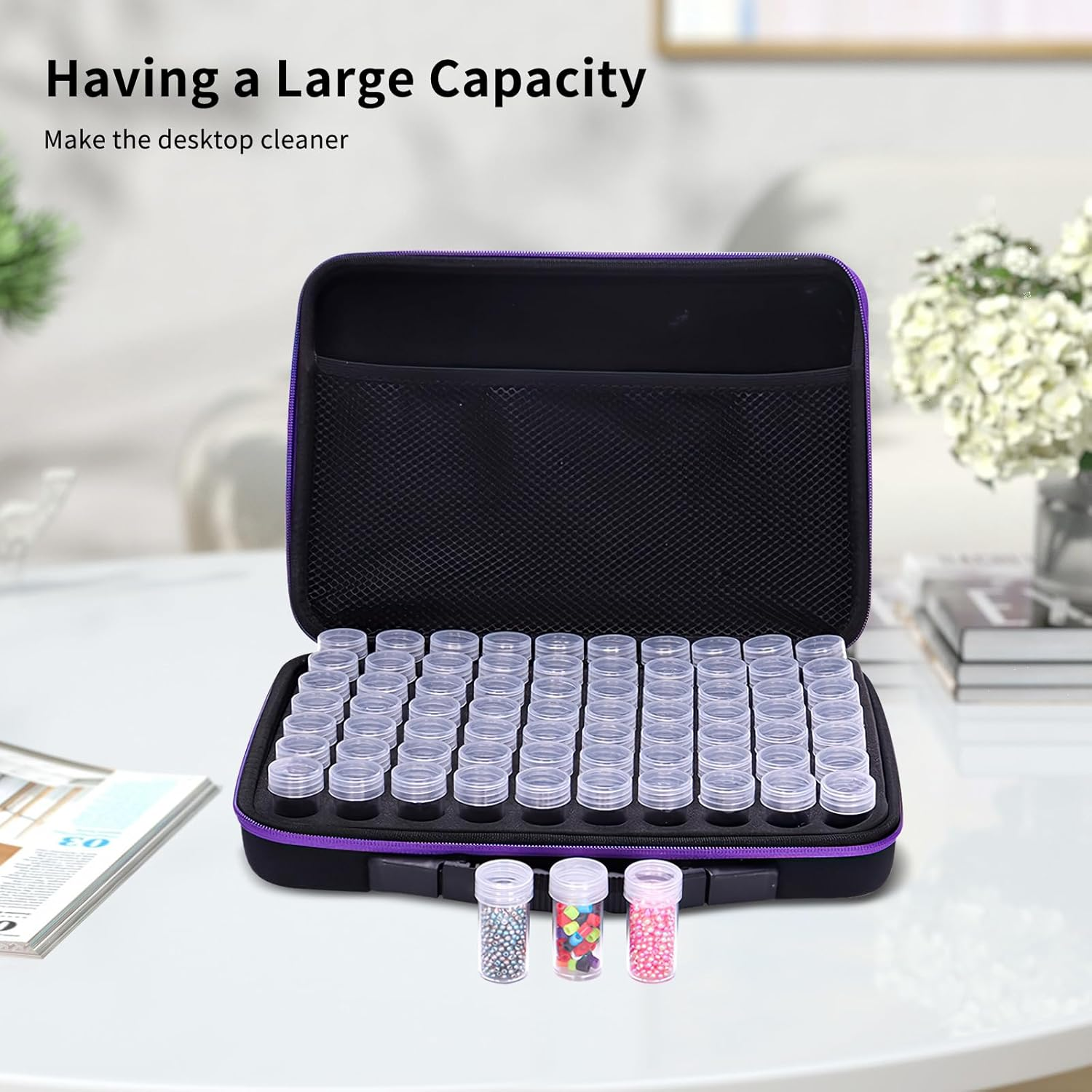 Diamond Art Tools Set, 60 Slots Diamond Set Diamond Painting Accessories Carrying Case with Tools and Accessories for Drill Pens (60) image number 2