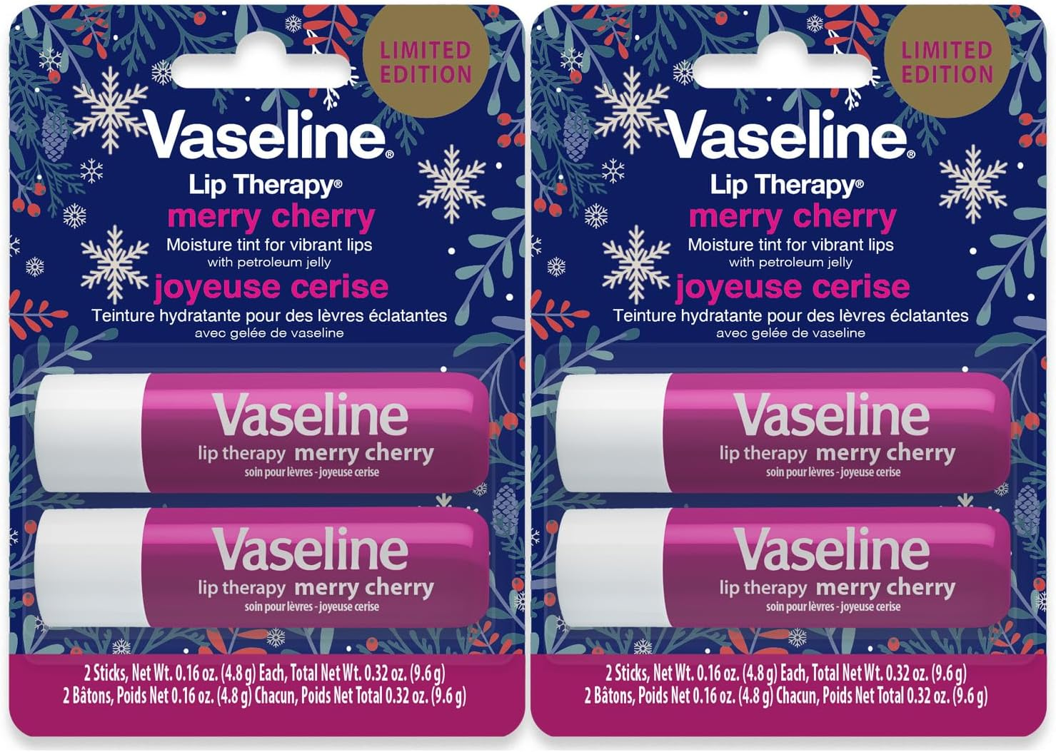 Vaseline Lip Therapy Stick Twin Pack &ndash; Merry Cherry Holiday Limited Edition (2-Pack)