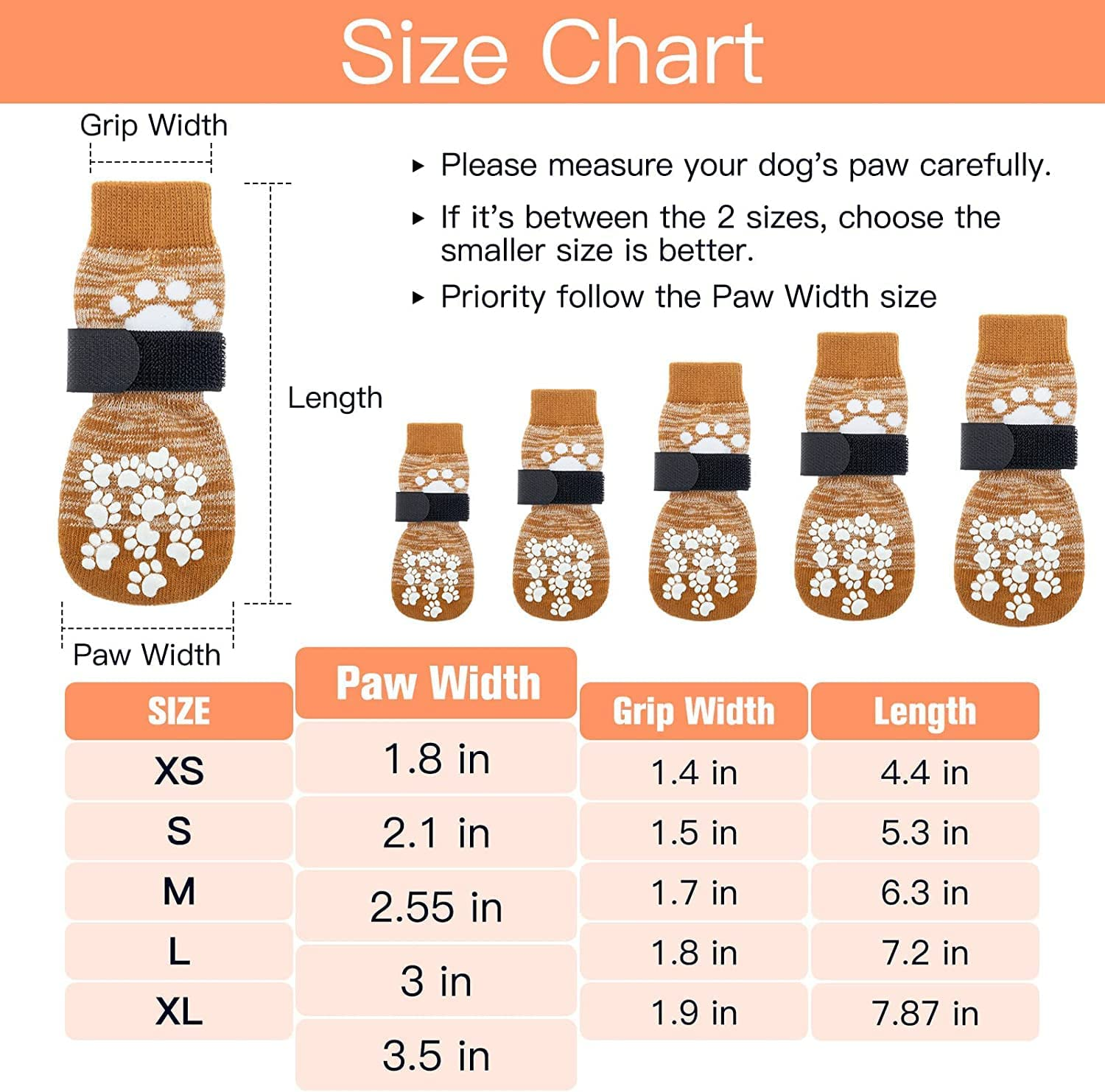 EXPAWLORER Double Side Anti-Slip Dog Socks - Shoes for Hot Pavement, Adjustable Pet Paw Protector, Traction Control Non-Skid for Indoor on Hardwood Floor Wear, Booties for Outdoor image number 6