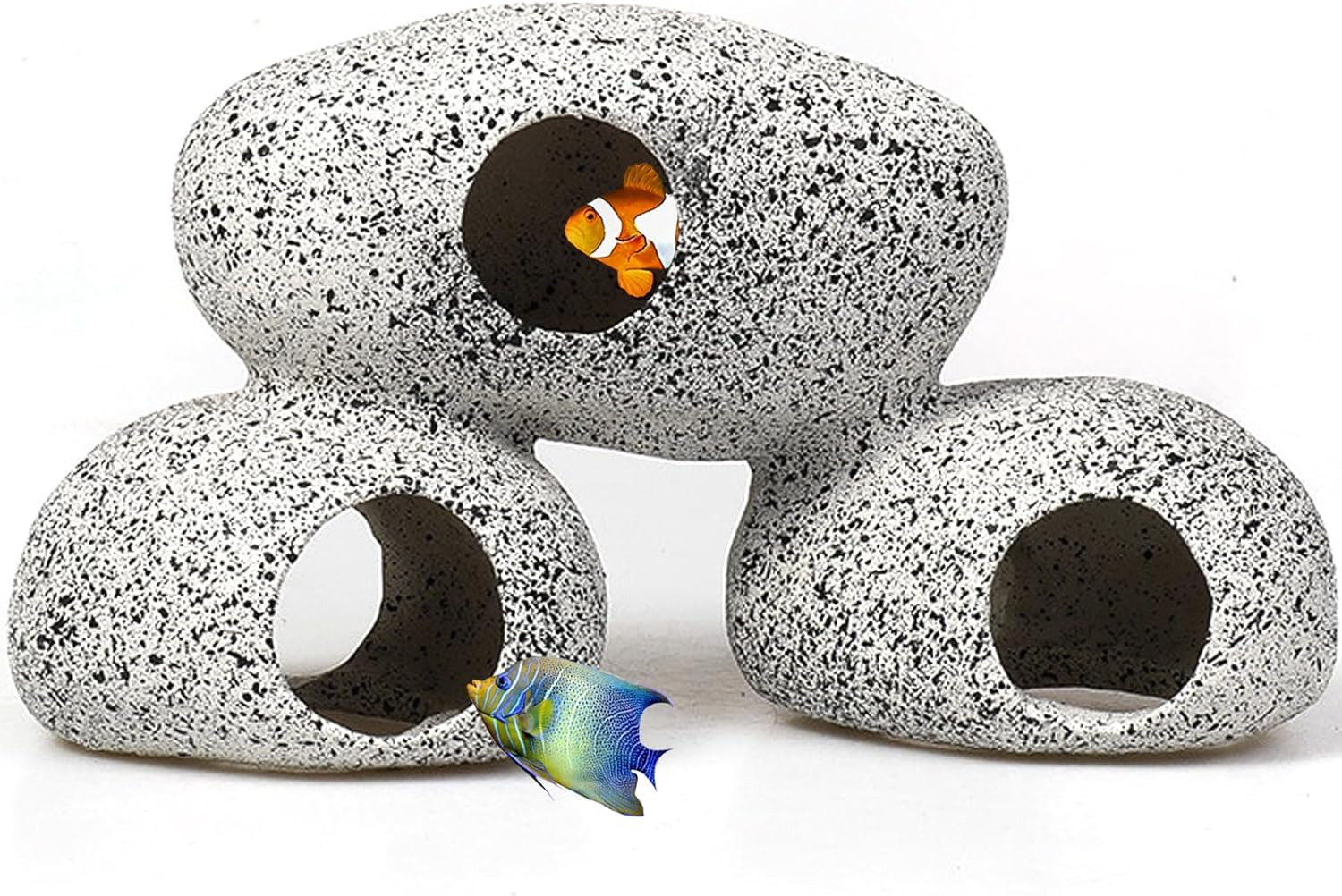 Aquarium Hideaway Rock Cave, Decor Fighting Fish House, Reptile Hide Cave Tank Decoration Accessories for Shrimp to Breed/Hide/Play (Three Layers)