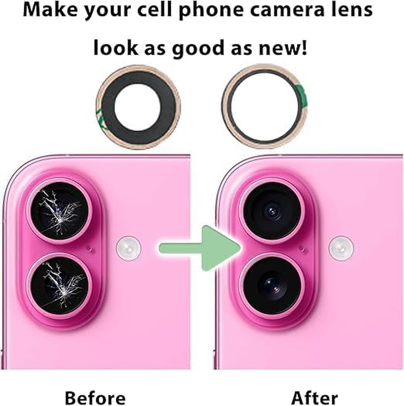 Back Rear Camera Lens Glass Replacement for Iphone 16 Camera Glass Replacement Kits with Pre-Installed Adhesive and Reparing Toolkits image number 2