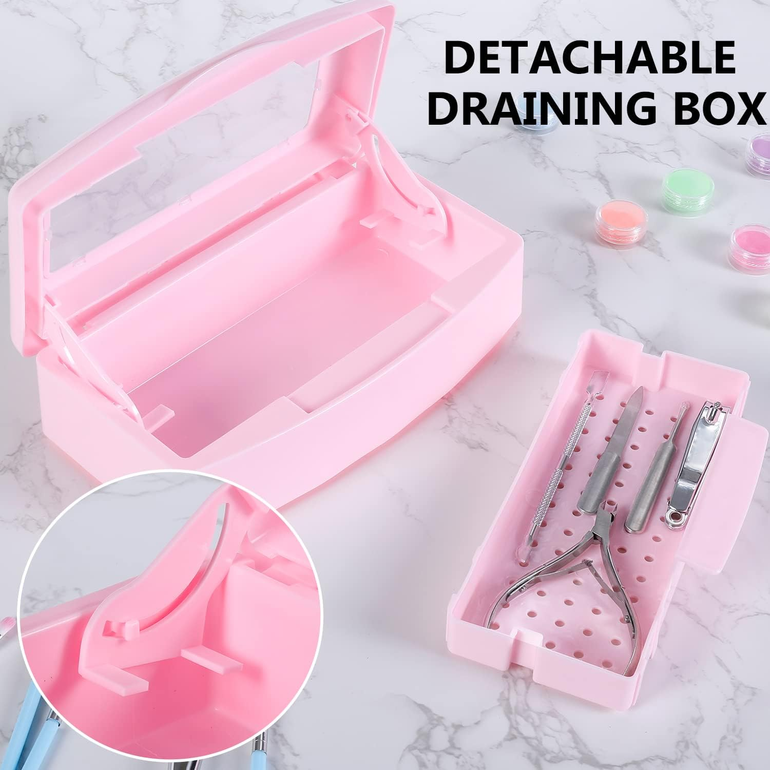 Machine-Ya Plastic Sterilizing Tray,Sterilization Box,Nail Art Tool Sterilizer Tray, Sterilizer Tray Box Nail Art Salon Sterilizing Too（Pink） - Black image number 3