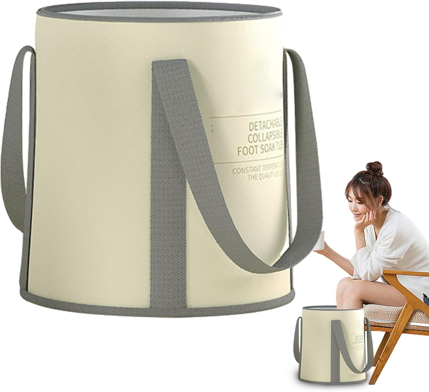 Foot Soaking Bucket | Foldable Foot Bath Basin Bag,Feet Soaking Tub, Foldable Pedicure Bag, Portable Foot Soak Foot Tub with Handle, Foot Spa Bucket for Laundry, Camping, Travel Pouxa