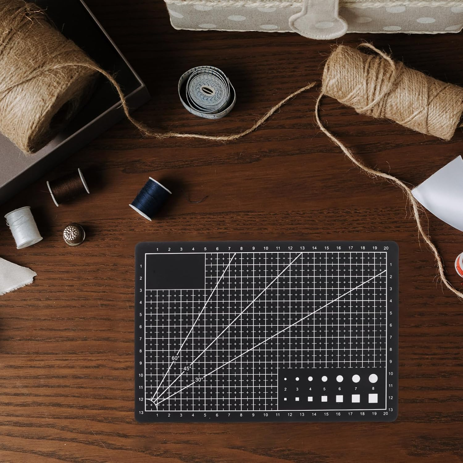 Tofficu A5 Rotating Cutting Mat 8.66X5.91In Self-Healing Craft Mat for Quilting Scrapbooking Polymer Clay with Durable PVC Surface for Desktop Art Projects image number 2