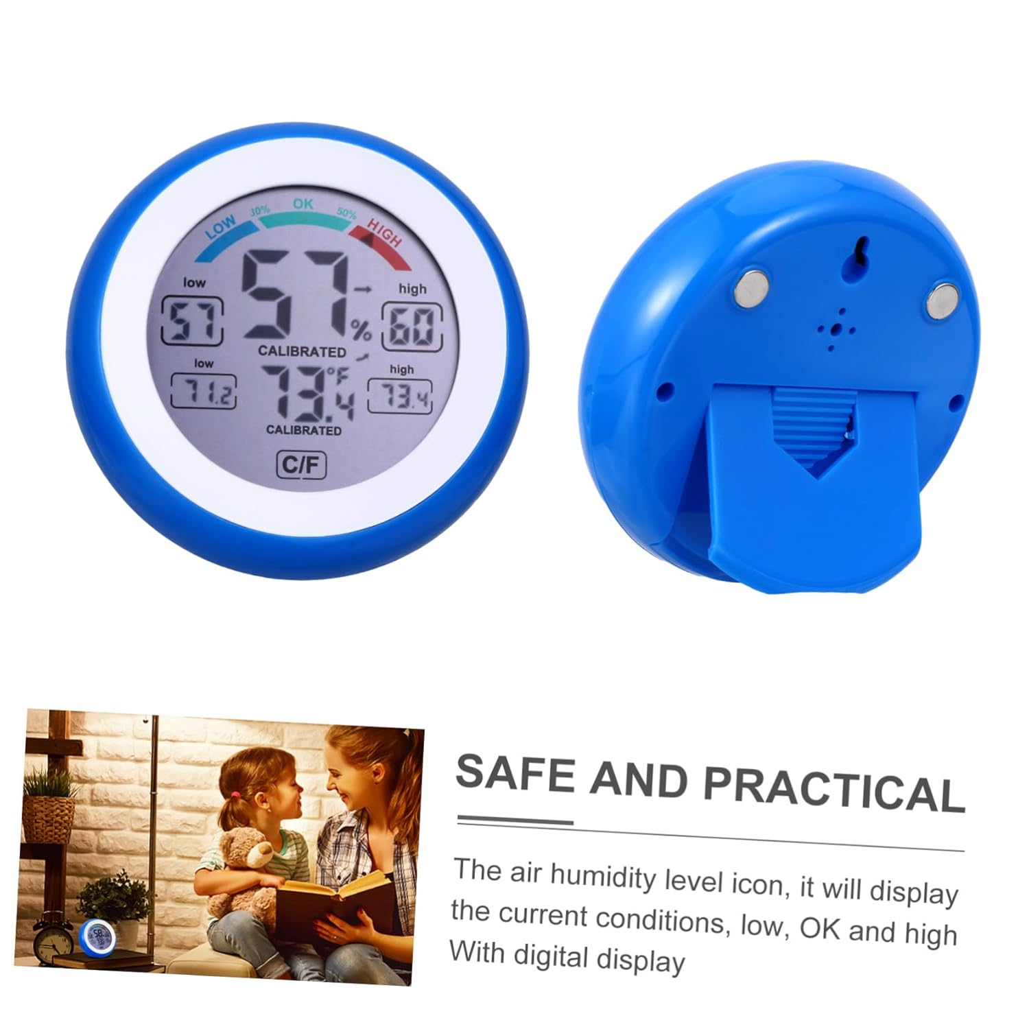 Digital Indoor Thermometer Hygrometer Temperature Gauge with LCD round Display Humidity Level Icons Values Comfort Indicator Switchable for Bedroom Office Greenhouse image number 2