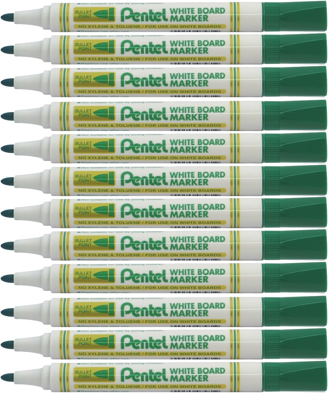 Pentel Whiteboard Marker Bullet Point Black Ink, Box of 12 Markers (MW85-A)